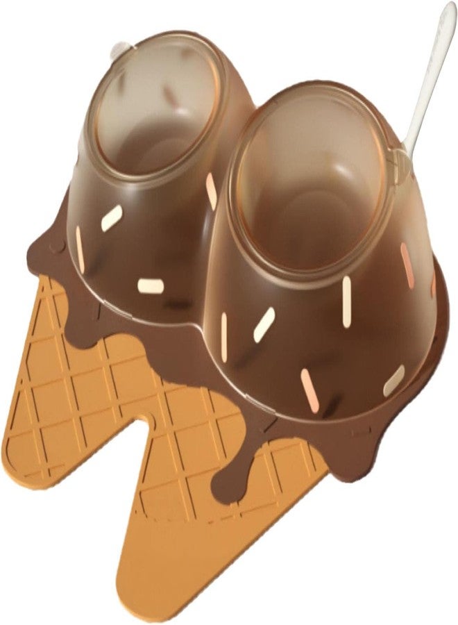 AMPLIN 1pc Ice Cream Cat Bowl Tilt High Foot Neck Protection Cat Bowl Double Bowl Drinking Pet Supplies Pet Bowl No-Spill Pet Water Bowl for Indoor Cats and Dogs-Ice Cream Planet Bowl - Image 1